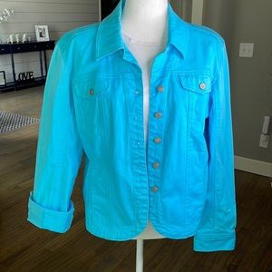 Blue jacket. Denim jacket feel.